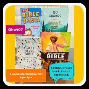 A Complete Christian Set for 8yrs+ ( A Bible, Prayer Book for Boys, Quiz & storybook)