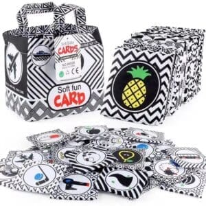 BLACK AND WHITE FABRIC HIGH CONTRAST BABY SENSORY BOOK