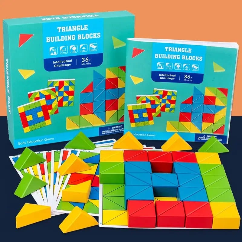 1332-1.Jpg Wooden Triangle Building Blocks For Kids Hands On Coordination - Image 1