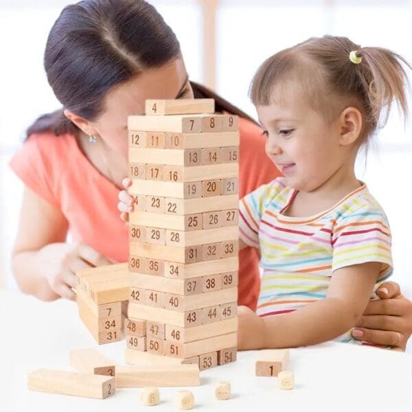 Wooden Stack High Blocks Family Game - Image 1