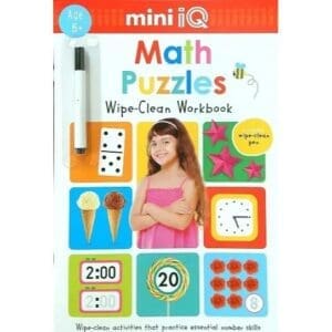 Math Puzzles Wipe-Clean Workbook Mini IQ, Age 6+