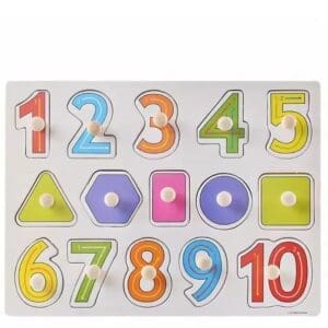 WOODEN PUZZLE NUMBER N SHAPE KNOB BOARD