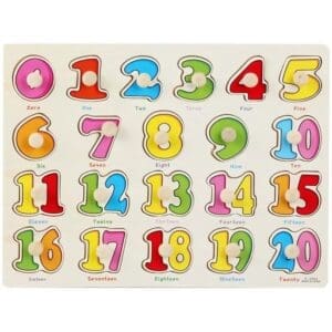 WOODEN PUZZLE NUMBERS KNOBS 1-20
