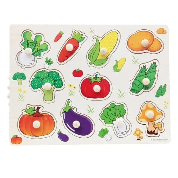 Wooden Puzzle Vegetables Knob Board - Image 1