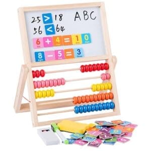 Abacus stand,Multi-Functional Wooden Tool, Early Educational Aids with Double-Sided Drawing Board
