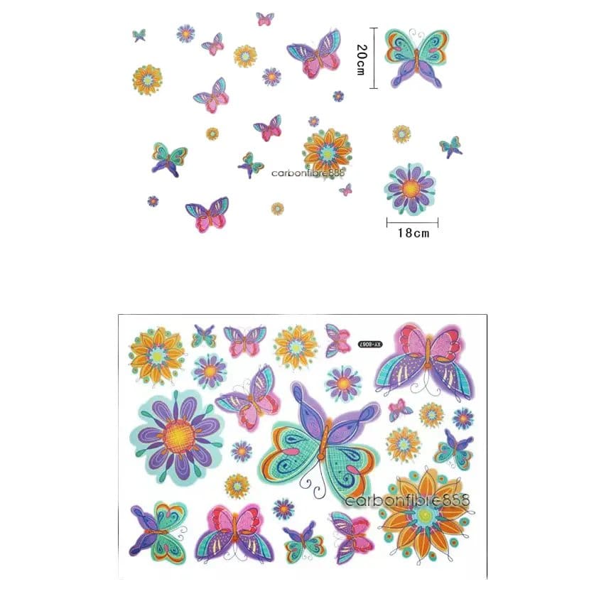 1412.Jpg Colorful Butterflies Flowers Wall Stickers - Image 1