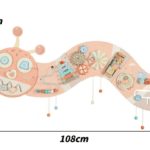 caterpillar-themed wall sensory busy board