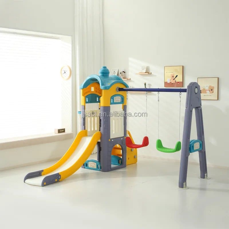 1580.Jpg Preschool Double Swings And A Slide House Playground Set Size: 158*50*70 - Image 1