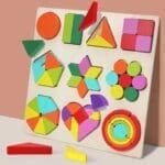 WOODEN COLOR AND SHAPES GEOMERTY PUZZLE BOARD