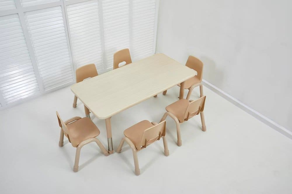 1612.Jpg Fireboard Rectangular 6-Seater Table Size: 120*60*37-60 Cm Nude Color - Image 1